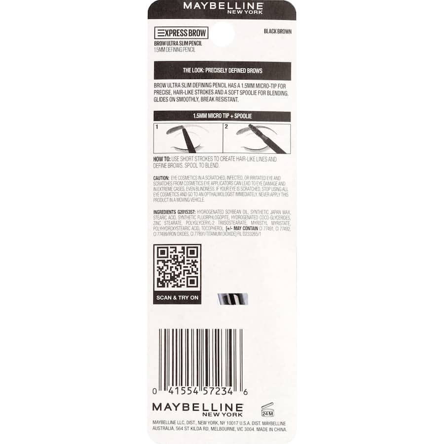 Maybelline Brow Pencil Ultra Slim Black Brown 1ea