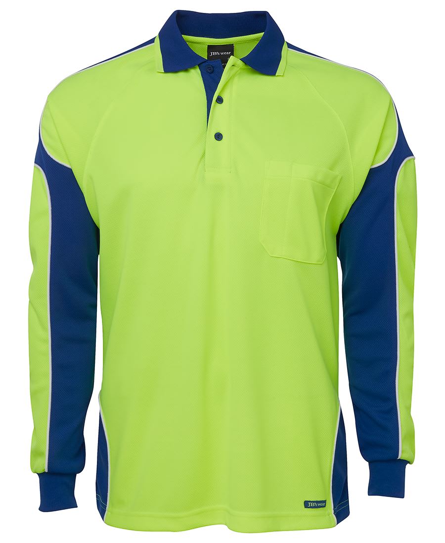 JB's Wear, Hi Vis Arm Panel Polo, 6AP4L - Lime/Royal (Size: M)