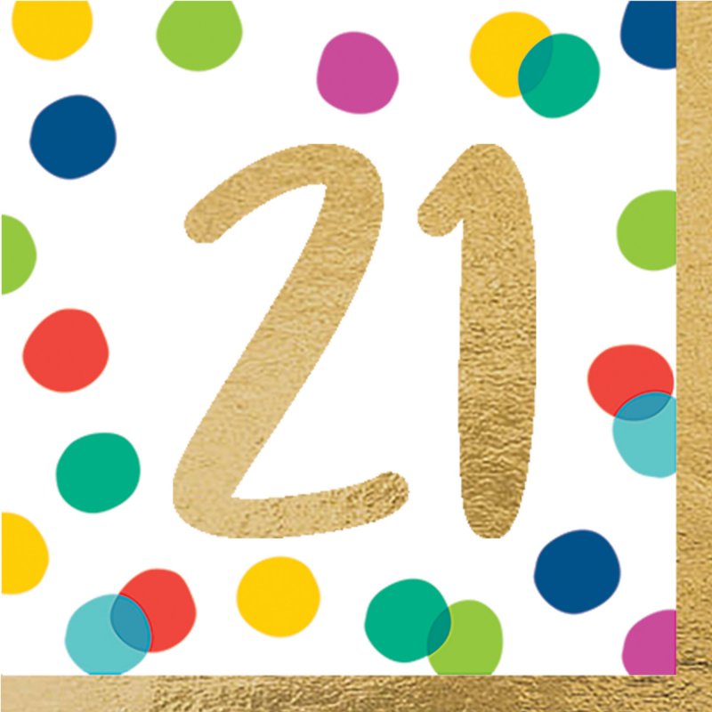 Colorful Happy Dots lunch napkins in a pack of 16, perfect for parties and everyday dining.