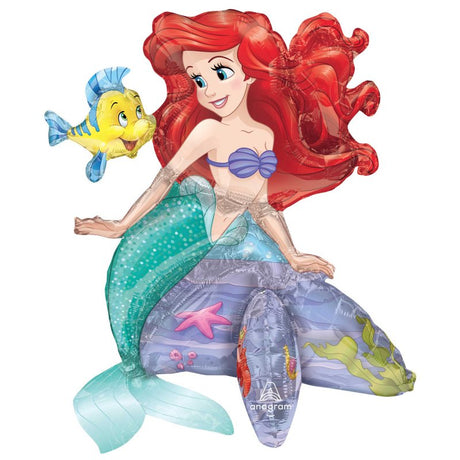 50cm Little Mermaid foil balloon featuring vibrant undersea characters, perfect for themed parties and celebrations.