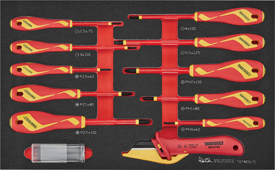Teng Insulated Screwdriver & Knife Set EVA3-15 Piece-Set
