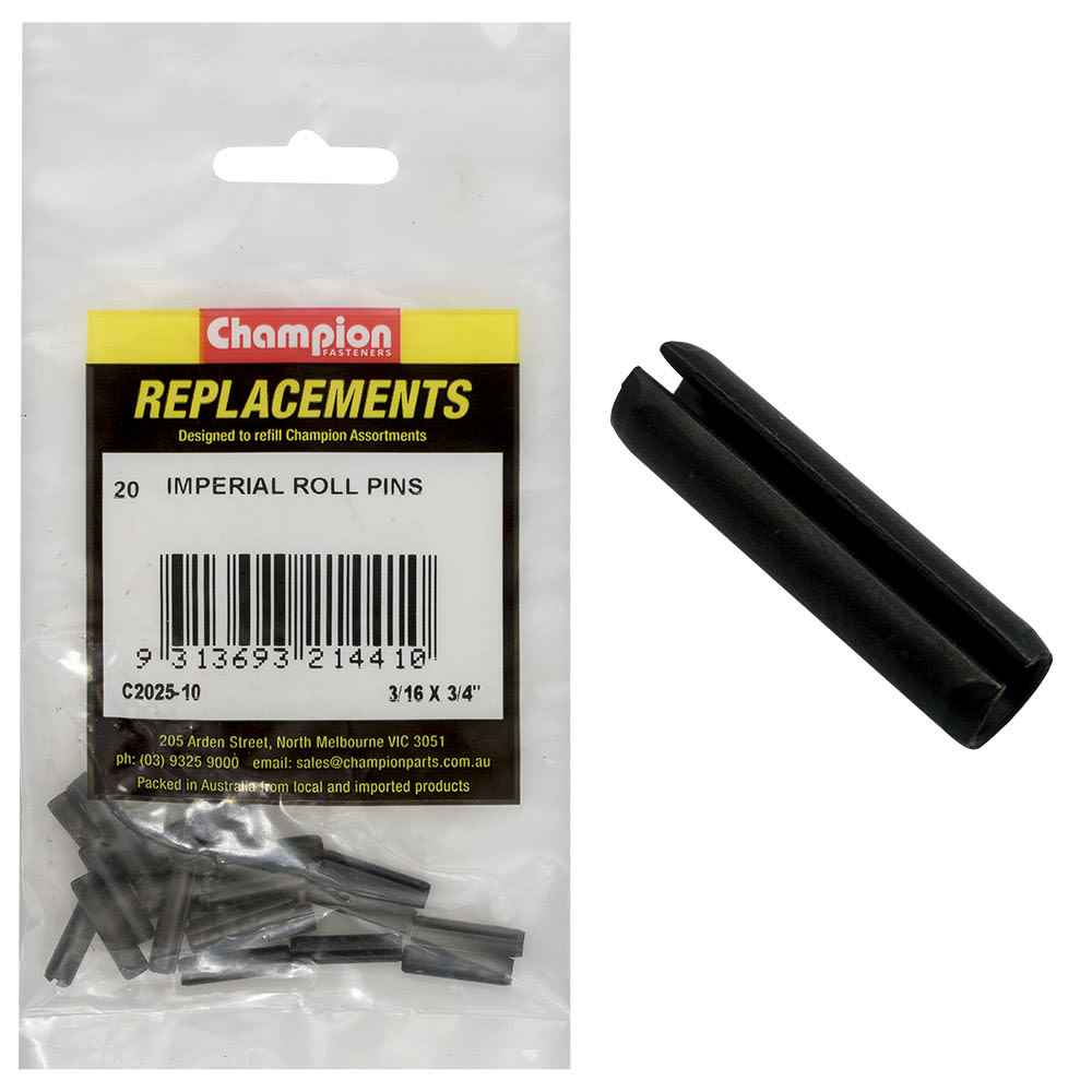 Champion Imperial Roll Pin 3/16" x 3/4" Pack of 20