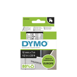 Dymo D1 Labelling Tape Black On Clear 12mm x 7m (Pack)