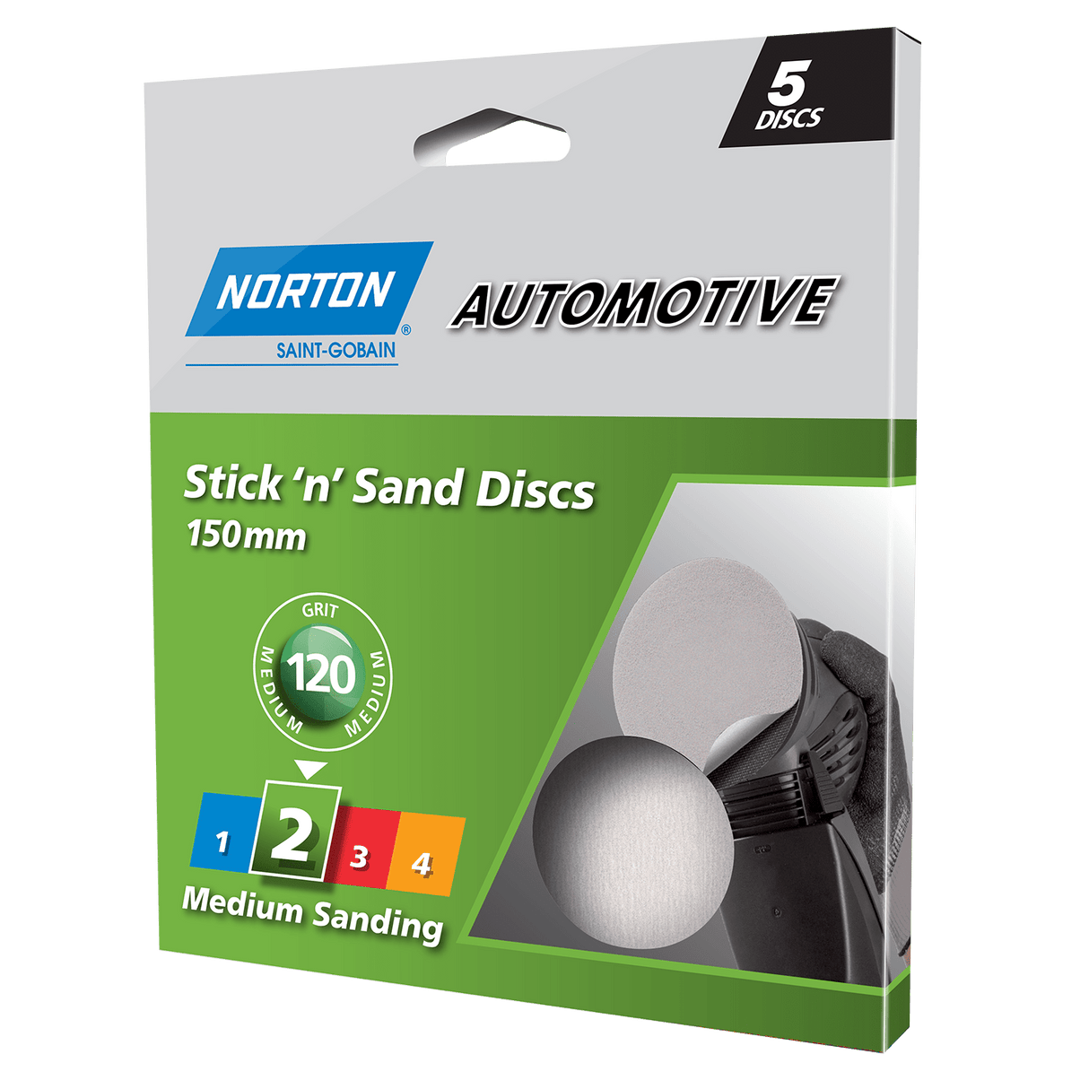 Norton Automotive Paper PSA Disc P120 Grit 150mm Pack of 5 (Pack)