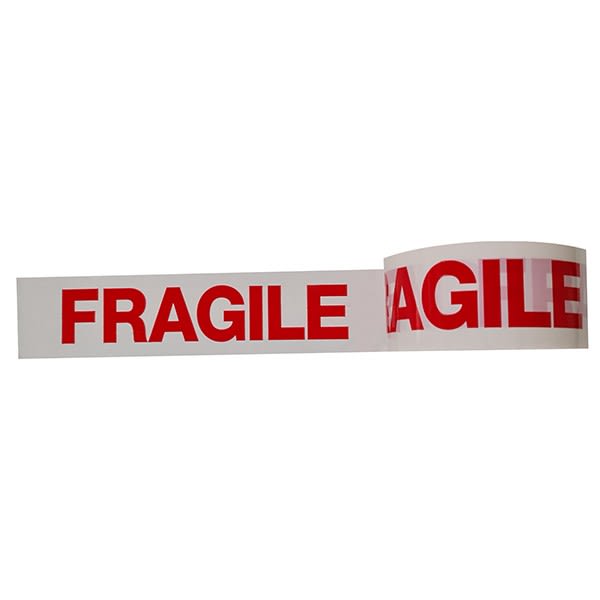 Fragile Warning Tape - Red on White 48mm x 66m (Roll)