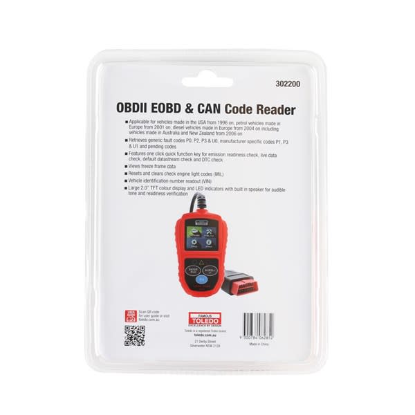 Toledo OBDII EOBD & Can Code Reader