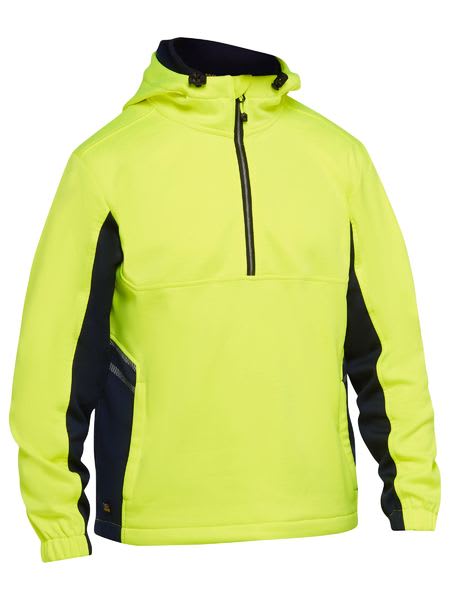 Bisley, Hi Vis Liquid Repellent Fleece Hoodie - Yellow/Navy (Size: 6XL)