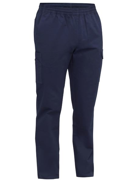 Bisley, Stretch Cotton Elastic Waist Cargo Pant Regular Fit - Navy (Size: 77)