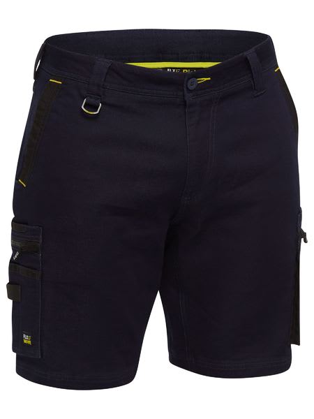 Bisley, Flx and Move Stretch Denim Zip Cargo Short - Denim (Size: 127)