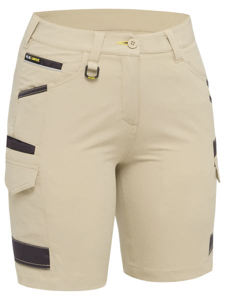Bisley, Women's 4-Way Stretch Zip Cargo Short - Stone (Size: 18)