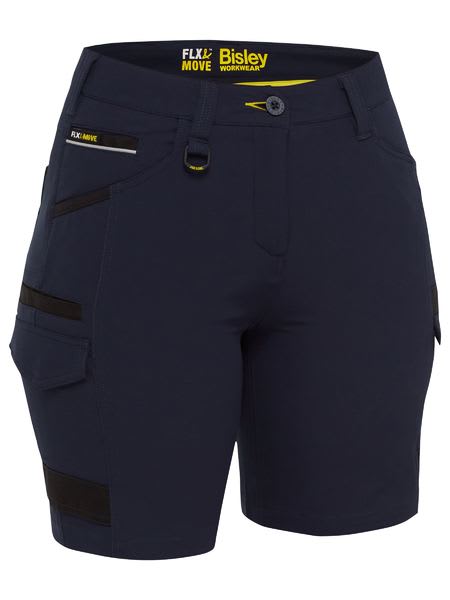 Bisley, Women's 4-Way Stretch Zip Cargo Short - Navy (Size: 12)