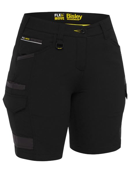 Bisley, Women's 4-Way Stretch Zip Cargo Short - Black (Size: 10)