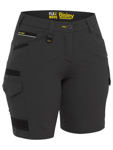 Bisley, Women's 4-Way Stretch Zip Cargo Short - Charcoal (Size: 18)
