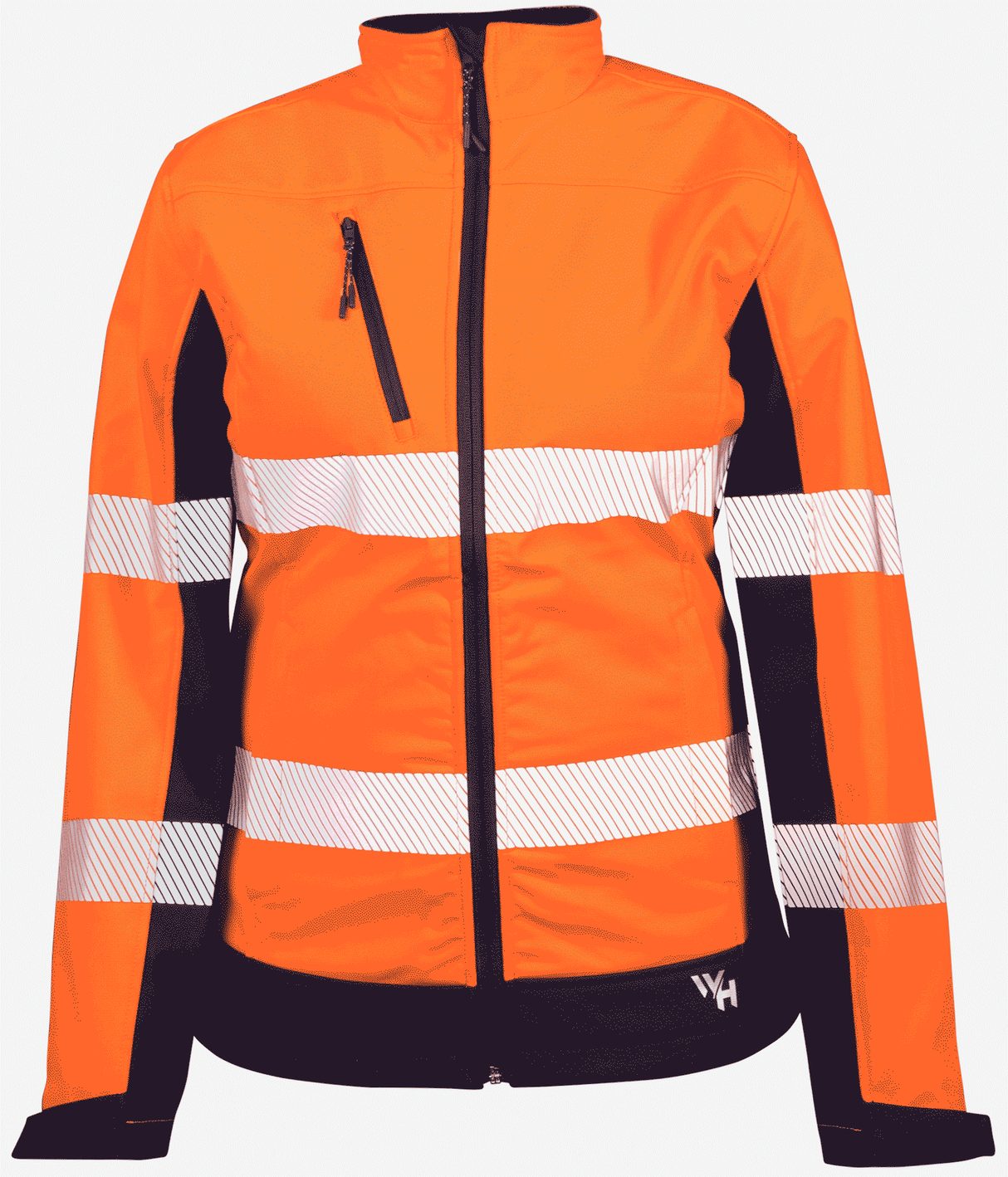 Workhorse, Women's Hi Vis Soft Shell Jacket - Orange/Navy (Size: 14)