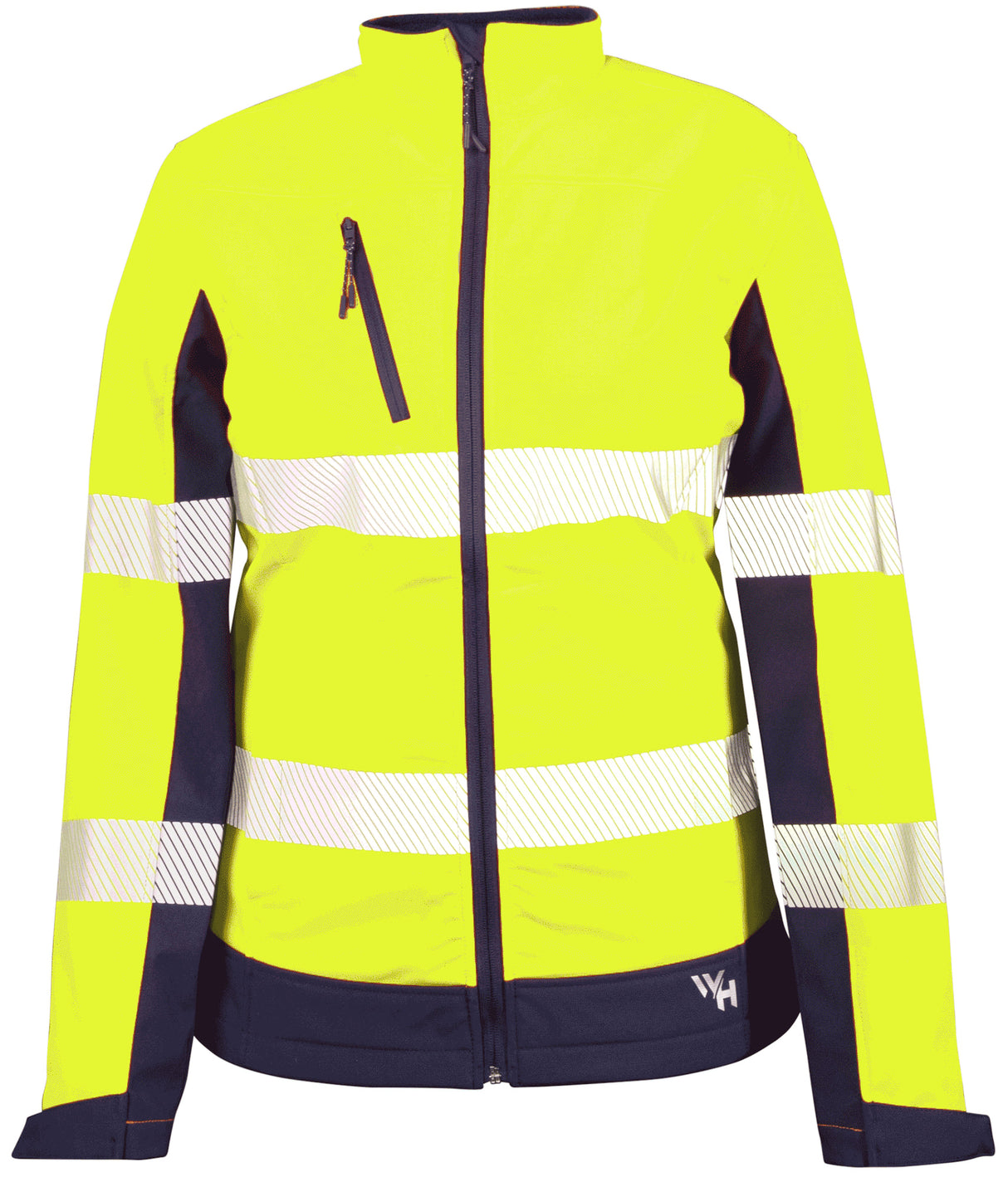 Workhorse, Women's Hi Vis Soft Shell Jacket - Yellow/Navy (Size: 06)