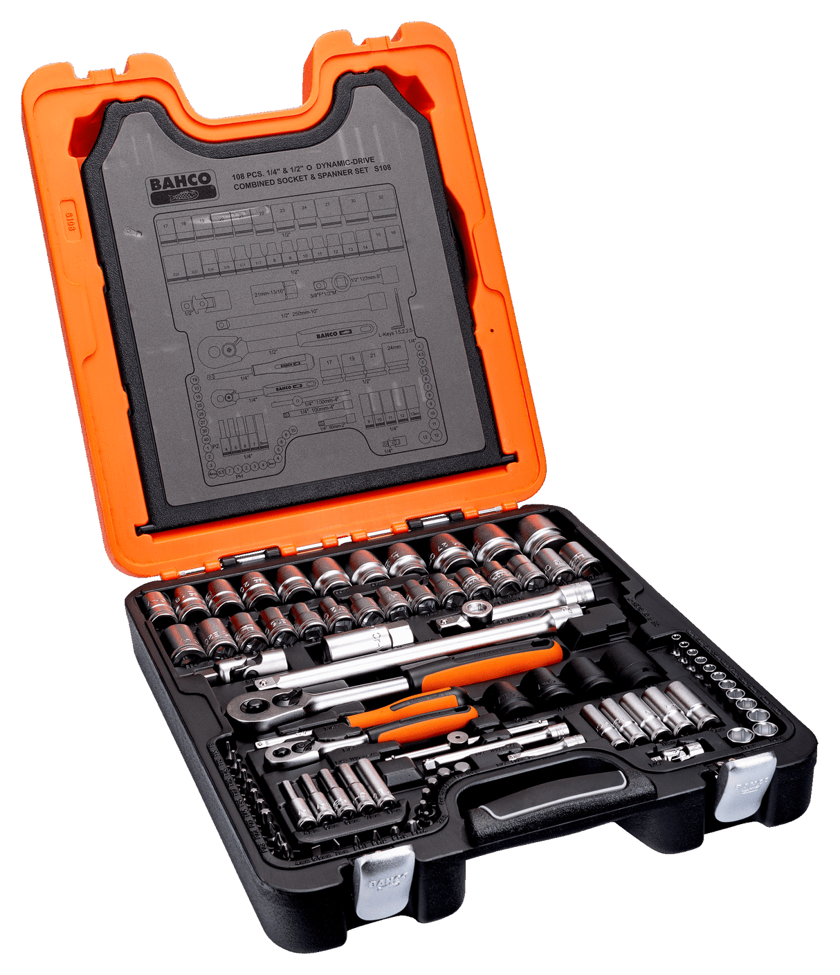 Bahco Square Drive Socket Set 1/4" and 1/2" 108 Piece