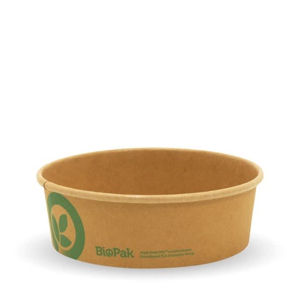 BioPak Aqueous Lined Wide Paper BioBowl - Small 500ml 50 (Pack)