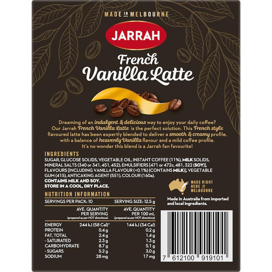 Jarrah Coffee Sachets French Vanilla 10pack