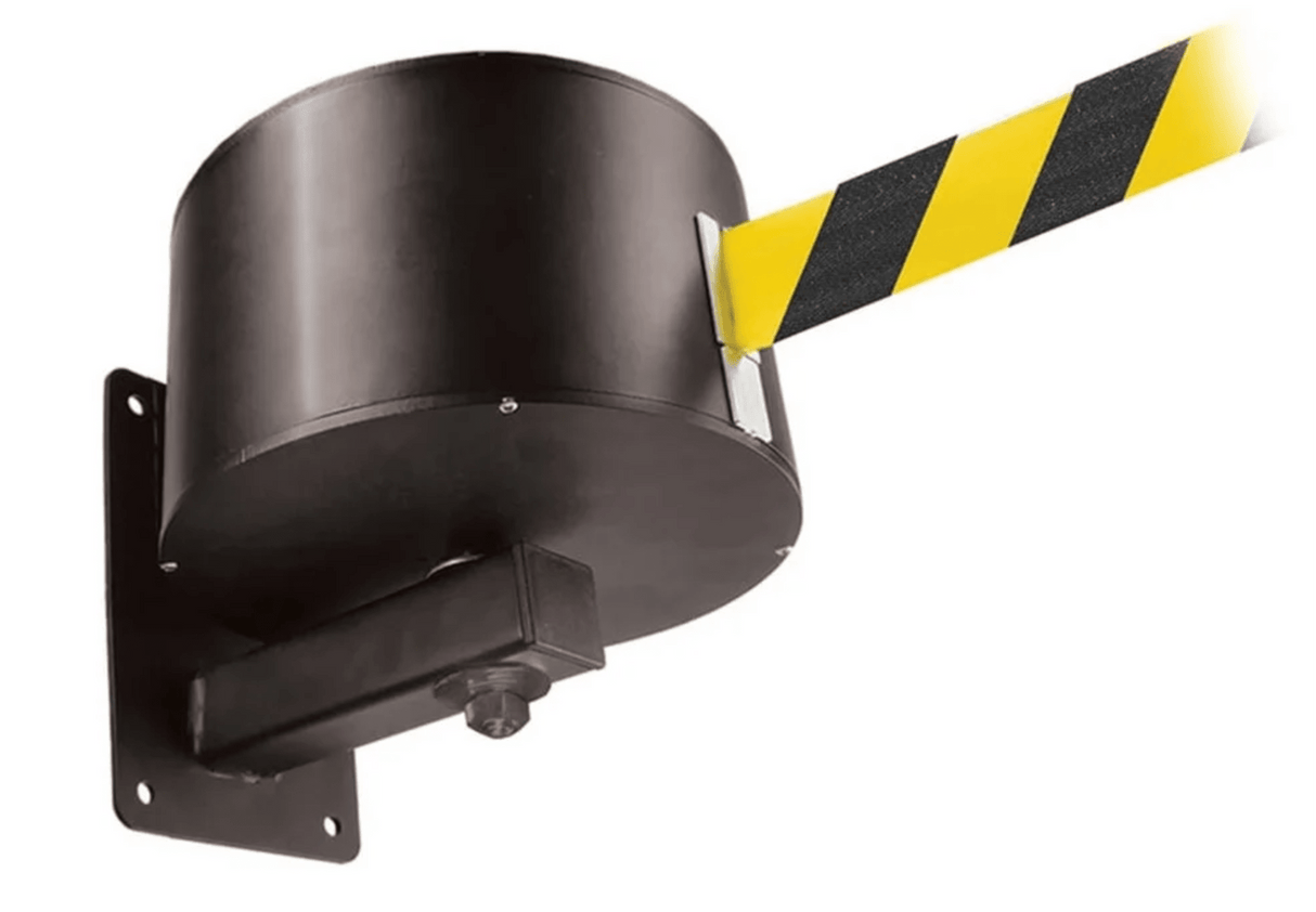 Wall Mounted Retractable Belt, 16.7m, black/yellow