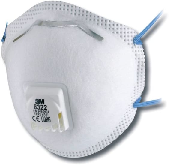 3M Cupped Particulate Respirator 8322, P2, valved-Comfort, Large-10-Box