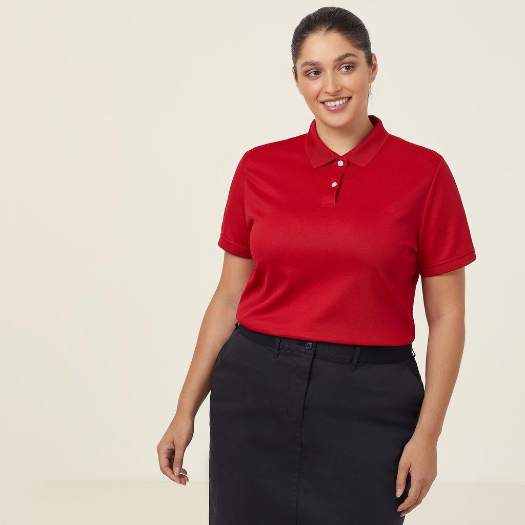 NNT, Women's Antibacterial Polyface Polo, CATU58 - Red (Size: 2XL)