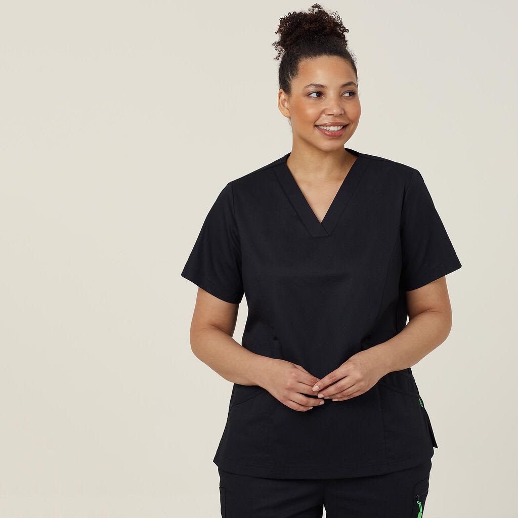 NNT, Antibacterial Active Florence Scrub Top - Black (Size: S)