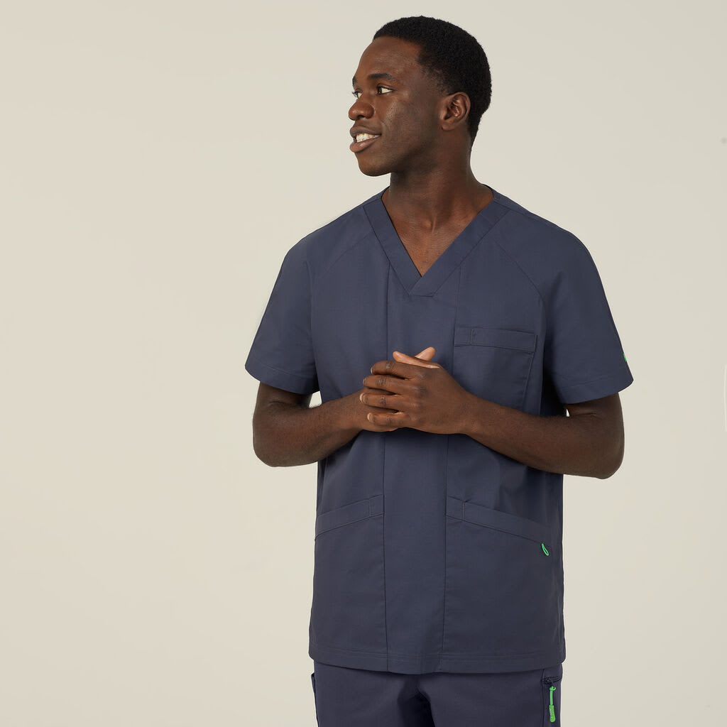 NNT, Unisex Antibacterial Active Carl Scrub Top - Charcoal (Size: 4XL)