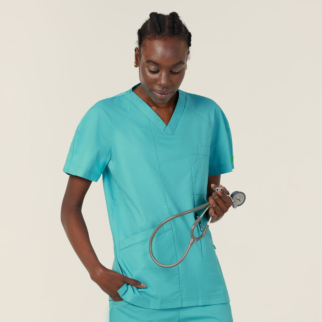NNT, Unisex Antibacterial Active Carl Scrub Top - MINT (Size: XS)