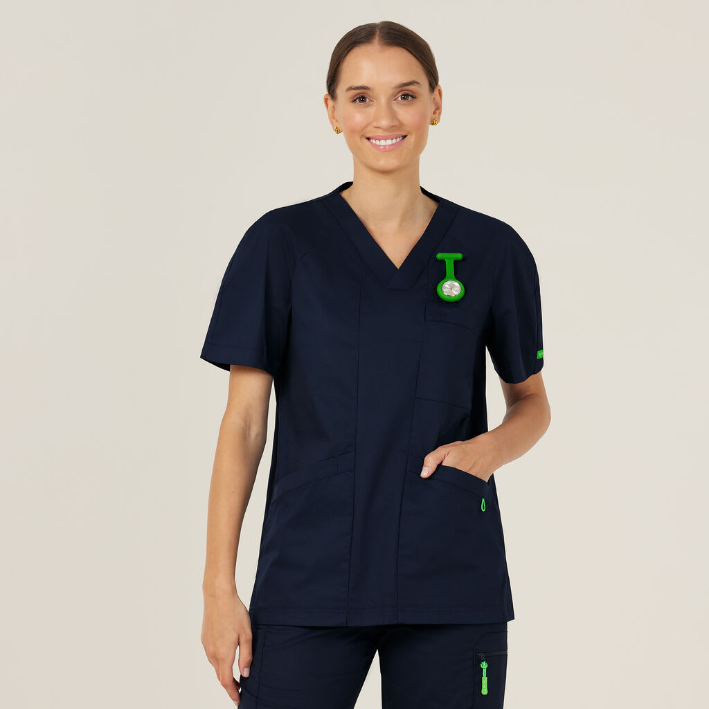 NNT, Unisex Antibacterial Active Carl Scrub Top - Midnight (Size: M)
