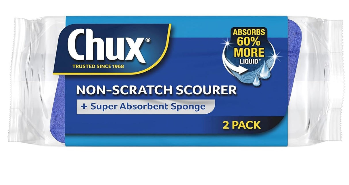 Chux Non Scratch Scourer Sponge 2pk
