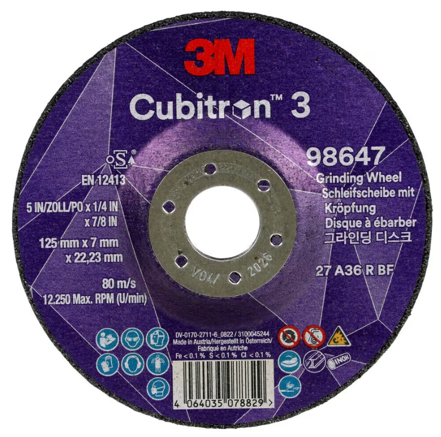 3M Cubitron3 Depressed Center Grinding Wheel 36+ 125x7x22.23mm