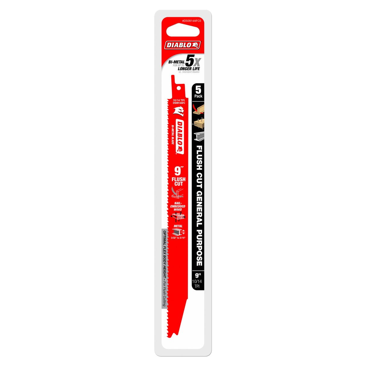 Diablo Flush Cut Recip Blade 9 inch Pack of 5