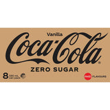 Coca Cola No Sugar Soft Drink Vanilla 330ml cans 8pack
