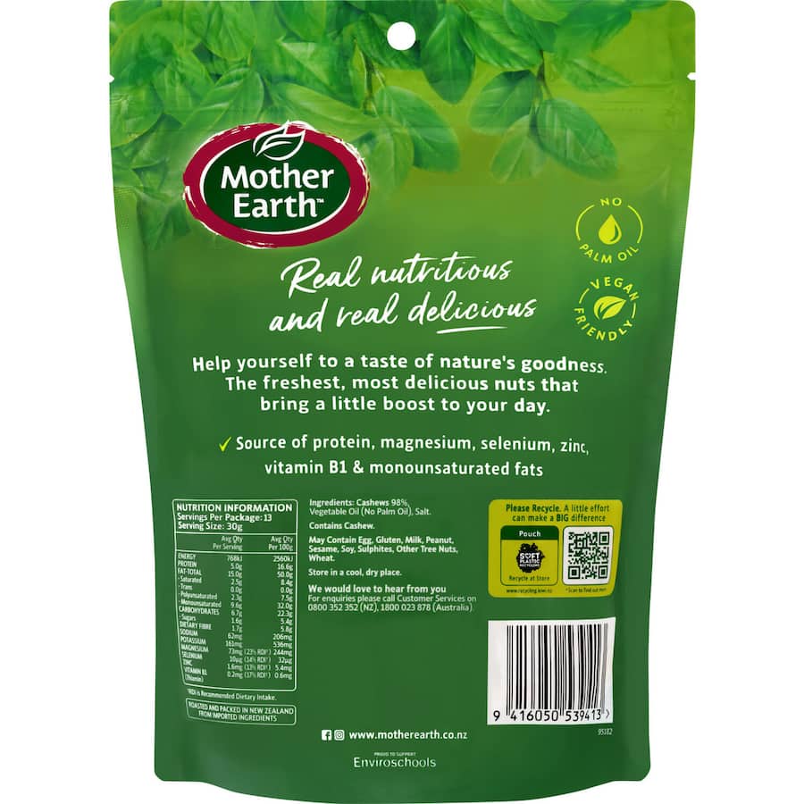 Mother Earth Cashews Roasted & Salted 400g