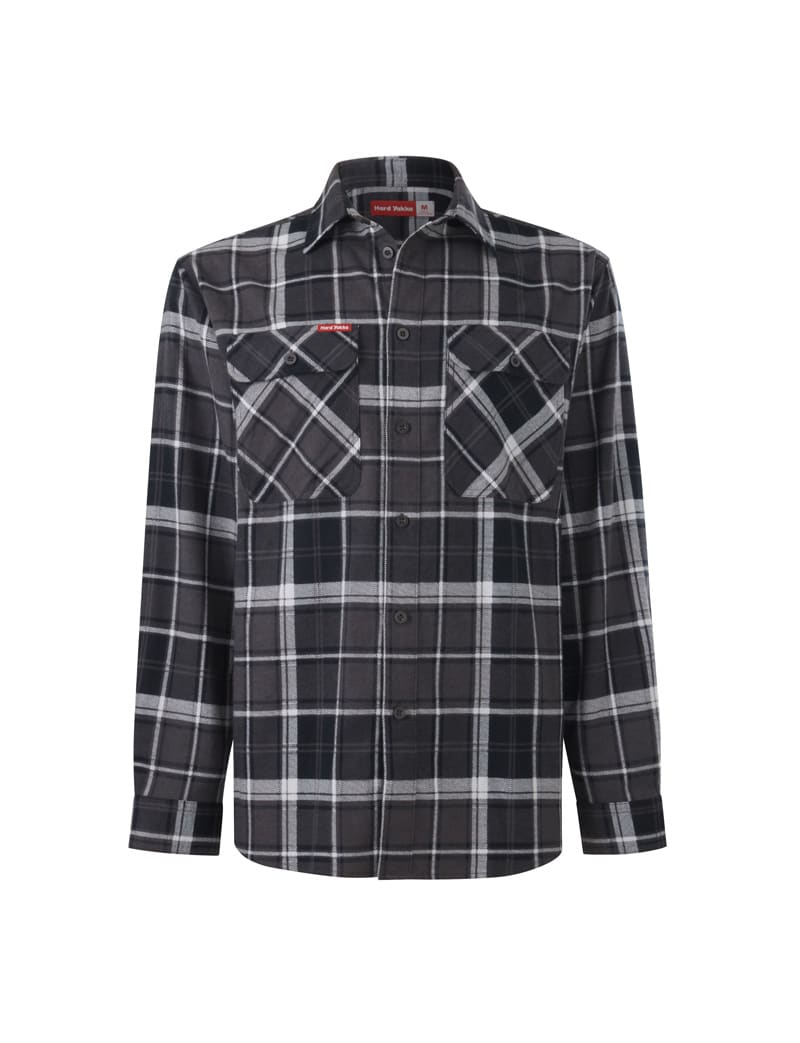 Hard Yakka, Long Sleeve Check Flannel, Y07752 - Charc Check (Size: L)