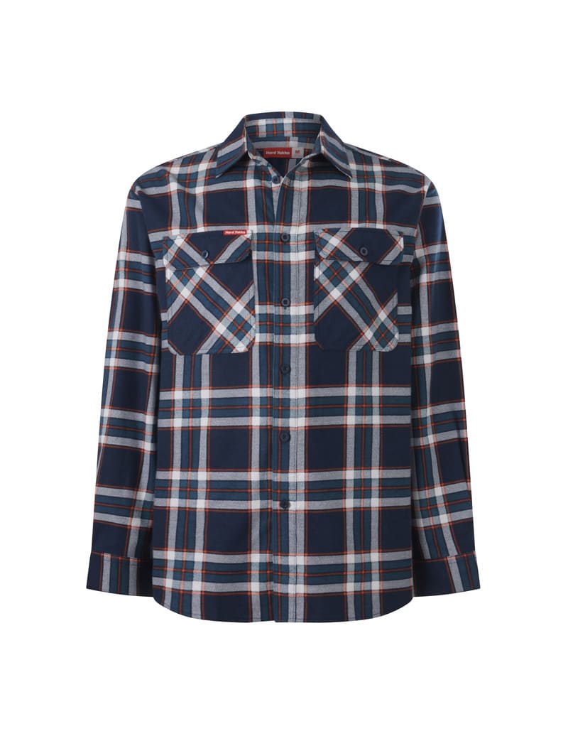 Hard Yakka, Long Sleeve Check Flannel, Y07752 - Nvy Ora Chck (Size: XL)