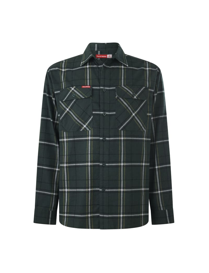 Hard Yakka, Long Sleeve Check Flannel, Y07752 - Green Check (Size: L)