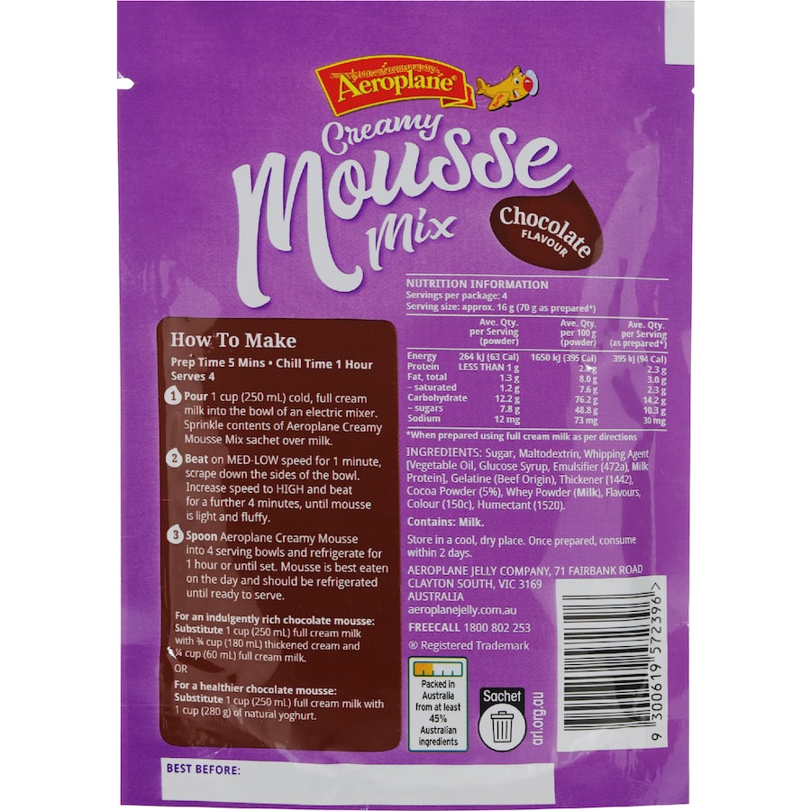 Aeroplane Dessert Mix Chocolate Mousse 65g