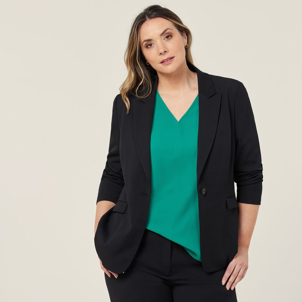NNT, Crepe Stretch Longline Jacket, CAT1H8 - Black (Size: 22)