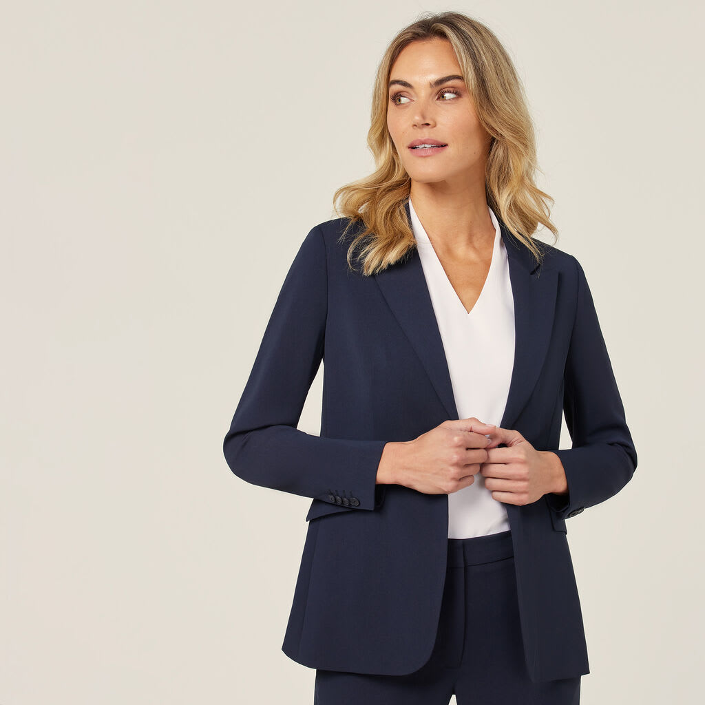 NNT, Crepe Stretch Longline Jacket, CAT1H8 - Navy (Size: 18)