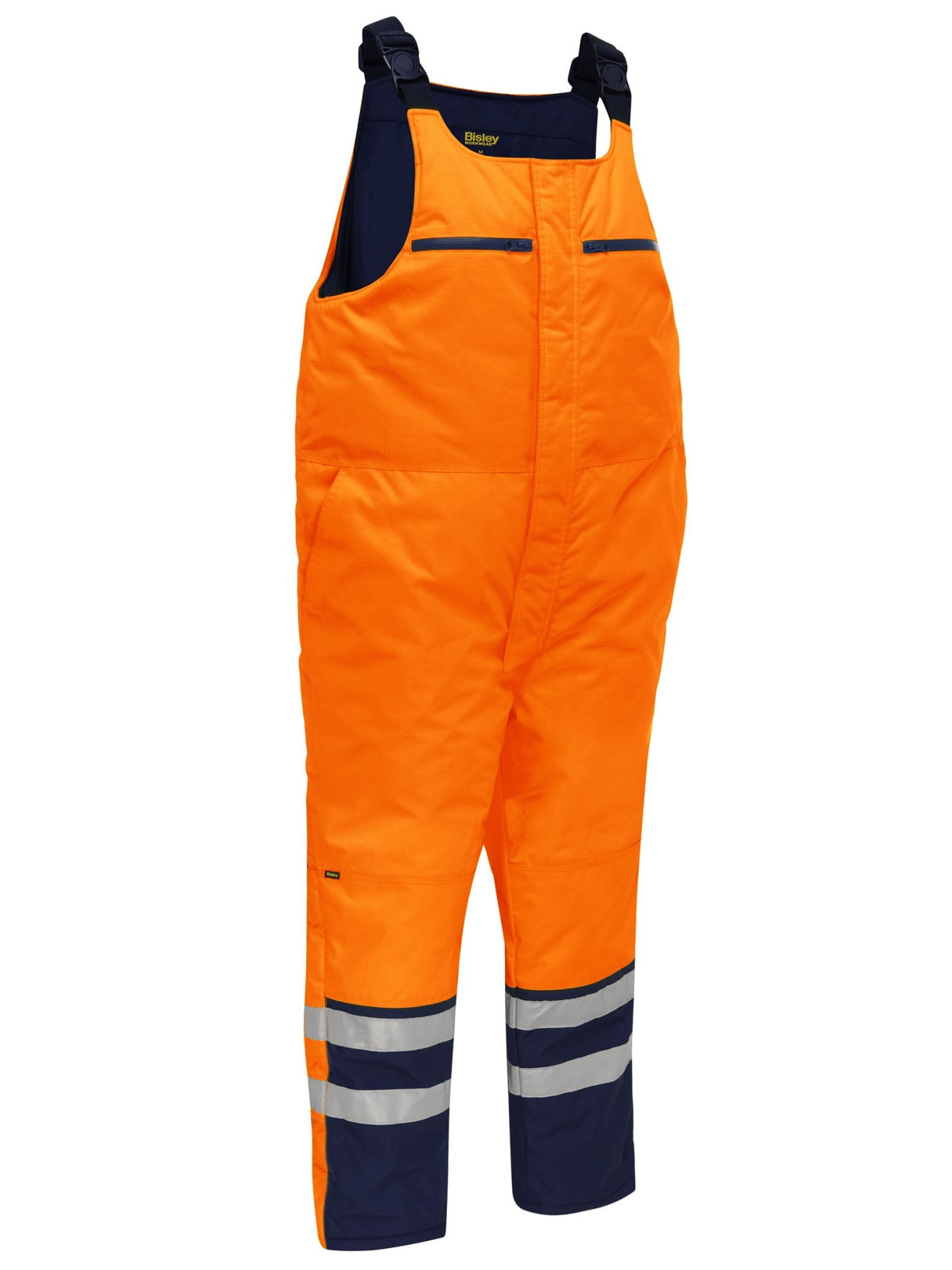 Bisley, Hi Vis Freezer Bib & Brace Coverall Regular Fit - Orange/Navy (Size: 72)