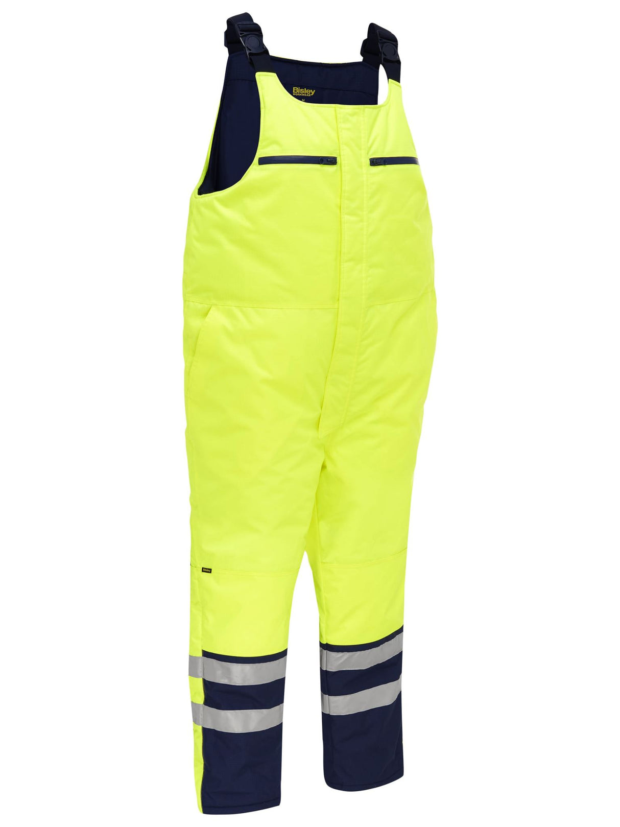 Bisley, Hi Vis Freezer Bib & Brace Coverall Regular Fit - Yellow/Navy (Size: 82)
