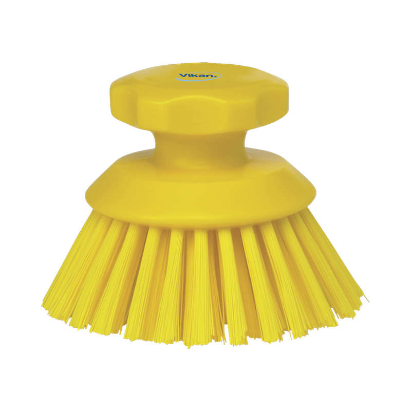 Vikan Round Hand Scrub Brush Yellow 130mm (Each)