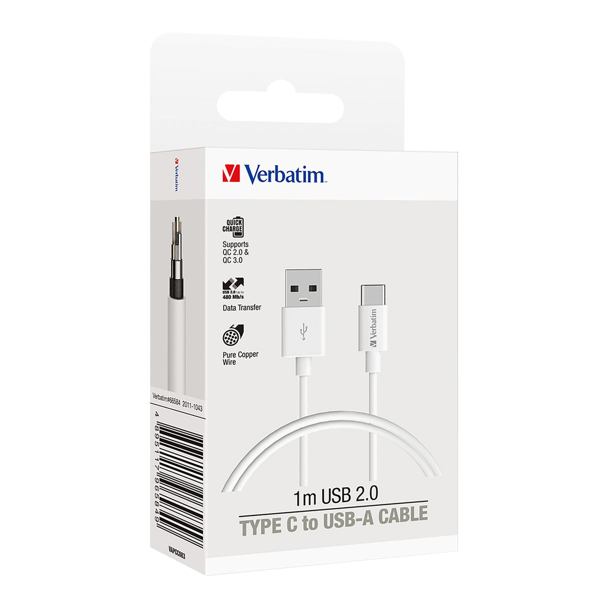 Verbatim Charge &amp; Sync USB -C Cable 1m White