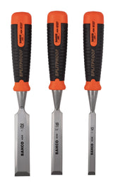 BAHCO ERGO Splitproof Woodworking Chisel Set Cardboard Box 3 Piece