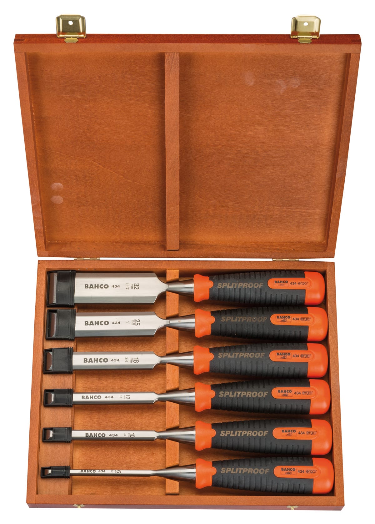 BAHCO ERGO Splitproof Woodworking Chisel Set Wooden Box 6 Piece
