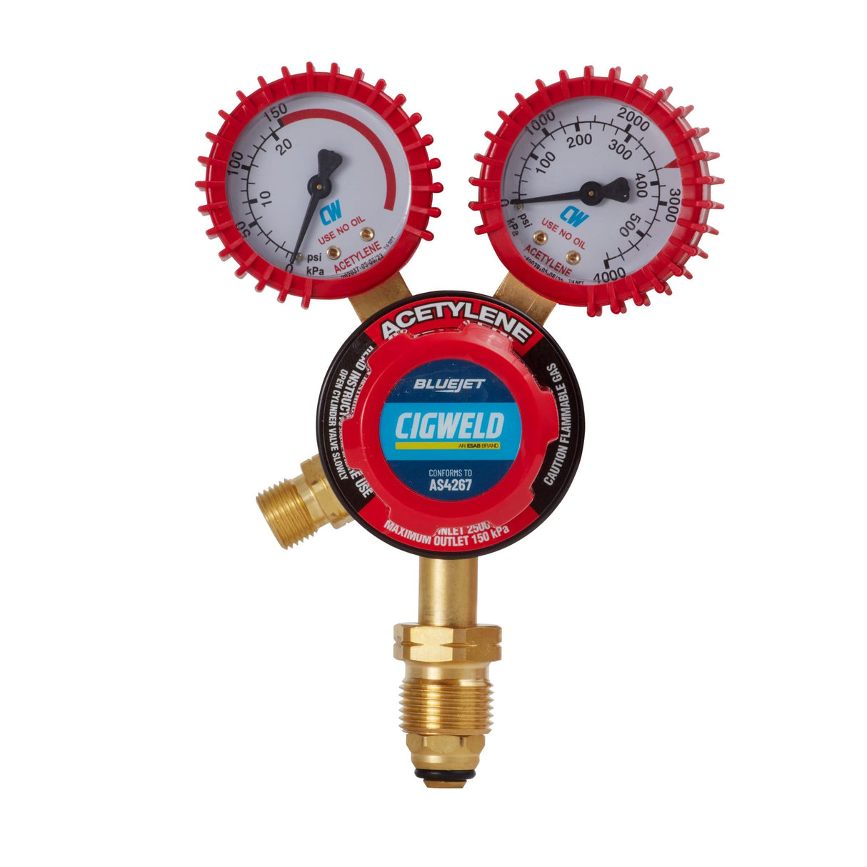 Cigweld BlueJet Acetylene Vertical Inlet Regulator 150kPa