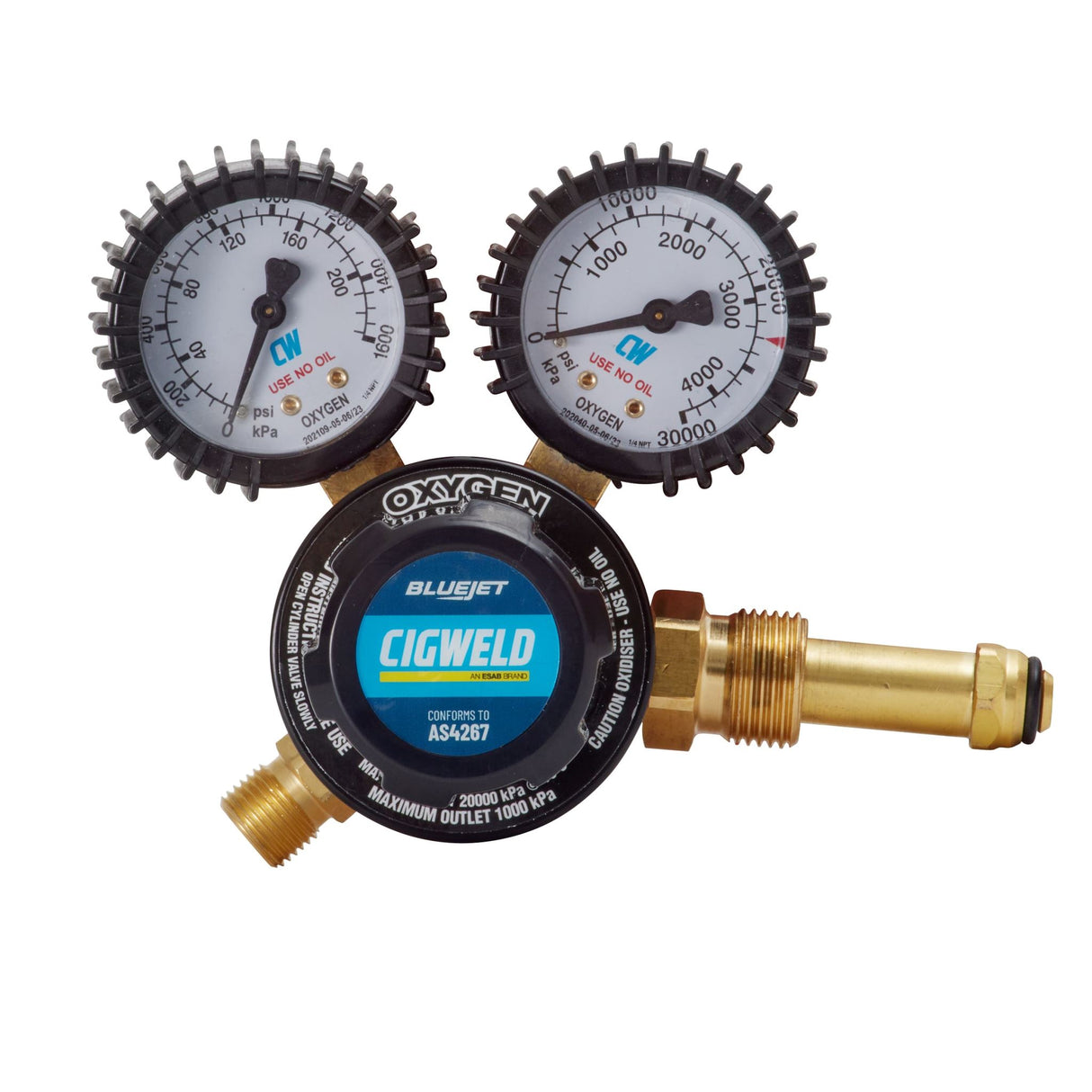 Cigweld BlueJet Oxygen Side Inlet Regulator 1000kPA