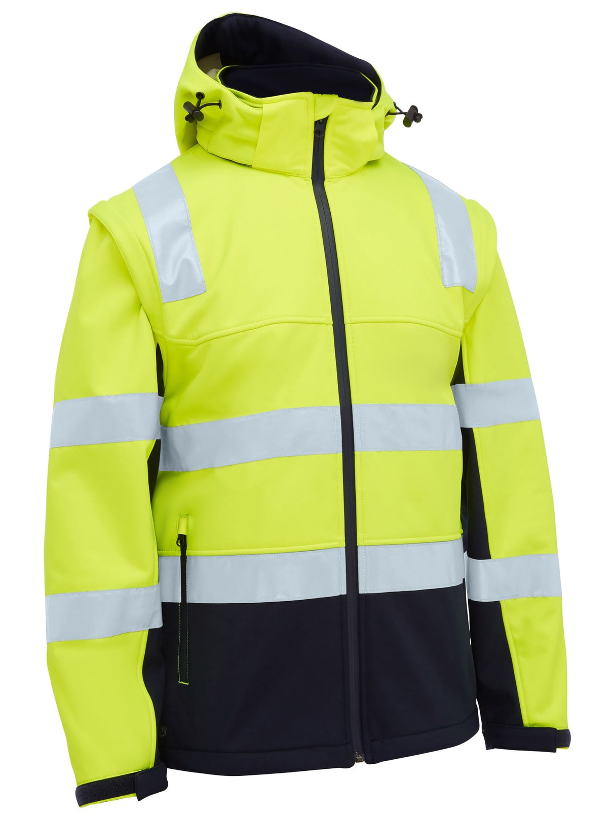 Bisley, Hi Vis 3-in-1 Soft Shell Jacket, BJ6078T - Yellow/Navy (Size: 2XL)