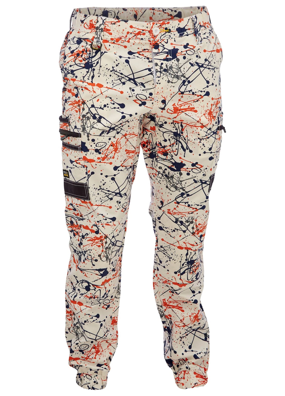 Bisley, FLX & MOVE Stretch Camo Cargo Pant - Orange/Paint (Size: 77)
